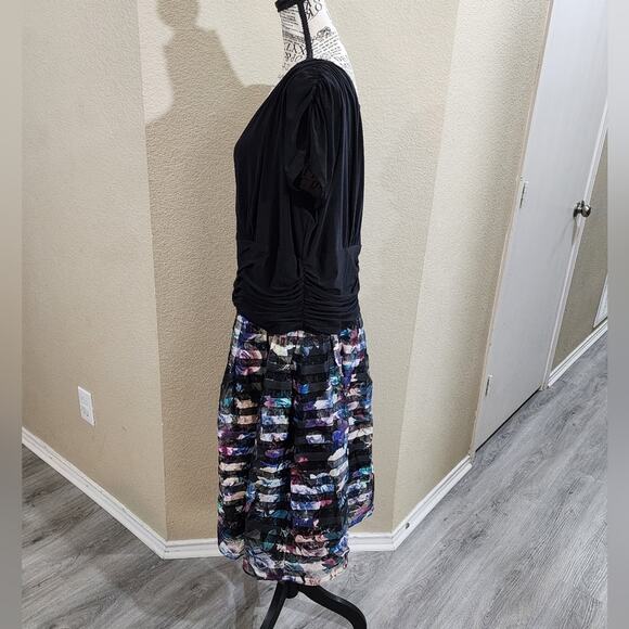 SL FASHIONS black and floral Midi party dress plus size 24 3X - Picture 3 of 8